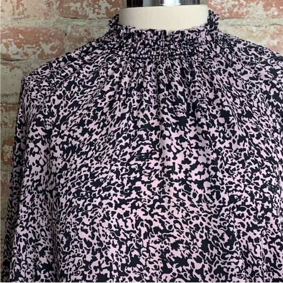 Allison Joy Evereve Mock Neck Blouse Pink Gray Size xs Long Sleeve - Picture 10 of 14